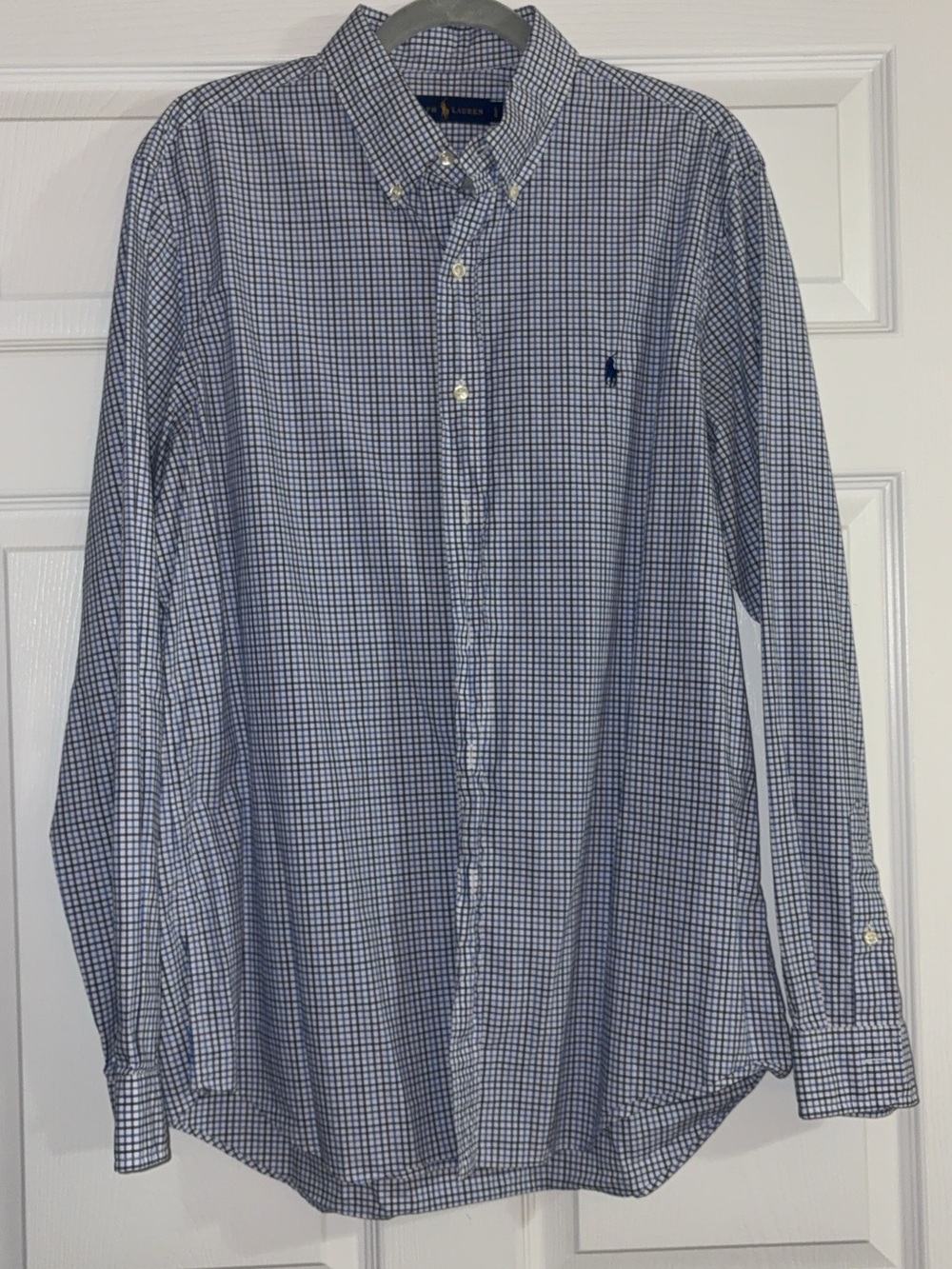 Polo by Ralph Lauren Blue and White Checked Button-Down Shirt